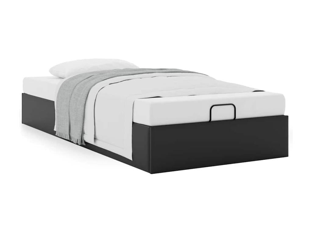 Cadre de lit ottoman sans matelas noir 90x200 cm similicuir