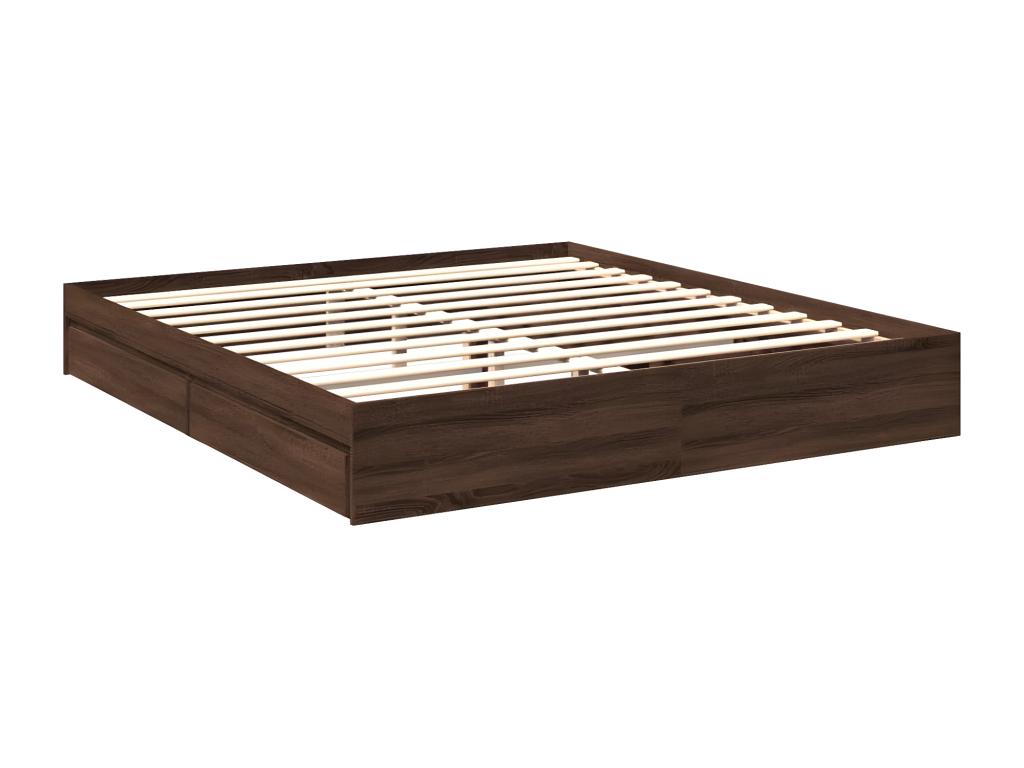 Cadre de lit avec tiroirs sans matelas chêne marron 180x200 cm