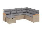 Salon de jardin avec coussins 7 pièces méLaviecasa beige résine tressée MOIT42910
