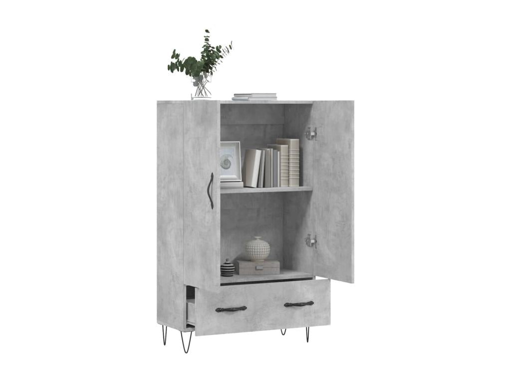 Buffet haut gris béton 69,5x31x115 cm bois d'ingénierie WEYH14234