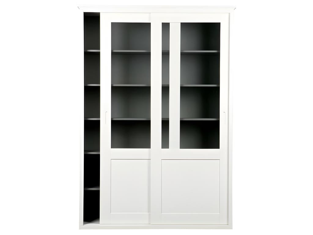 Meubiana - Vaisselier en bois 2 portes coulissantes - Blanc