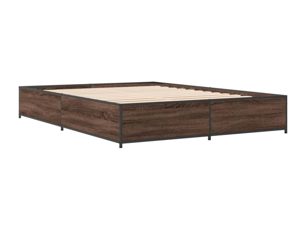 Cadre de lit chêne marron 140x200 cm bois d'ingénierie et métal LWLP88654