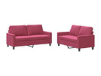 Ensemble de canapés 2 pcs avec coussins Rouge bordeaux Velours