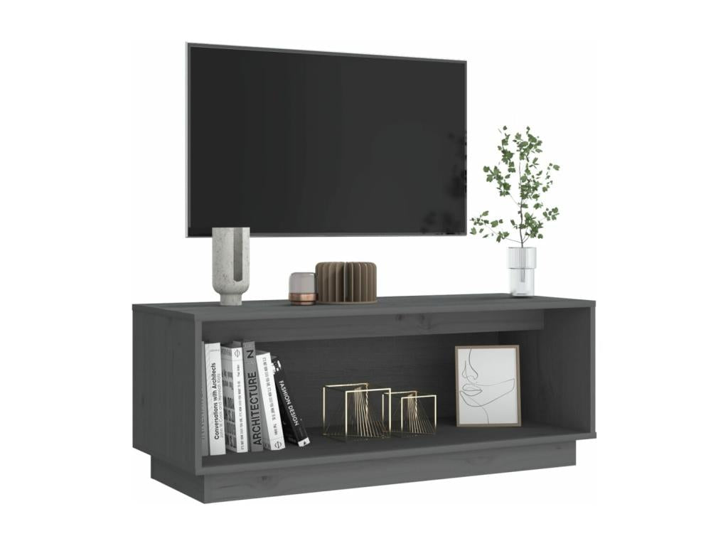 Meuble TV Gris 90x35x35 cm Bois de pin massif QHMV92071