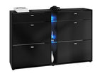 Meuble à Chaussures Noir Mat lxhxp 155.5x95x28 LED Bleu