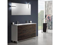 Ensemble meuble de salle de bain 3 tiroirs bois blanc et marron et miroir à LED Meubiana L 120cm