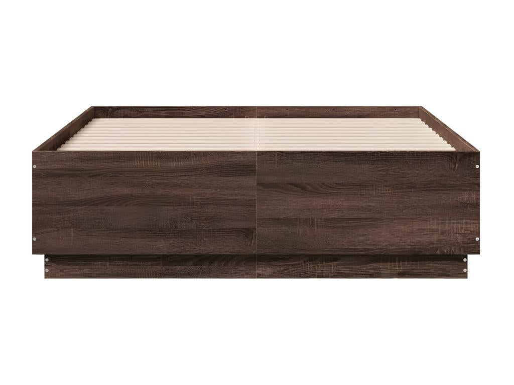 Cadre de lit avec LED sans matelas chêne marron 140x190 cm