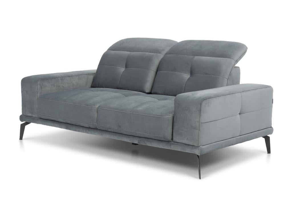 Canapé droit design 2-3 places tissu gris clair Torpille 195cm