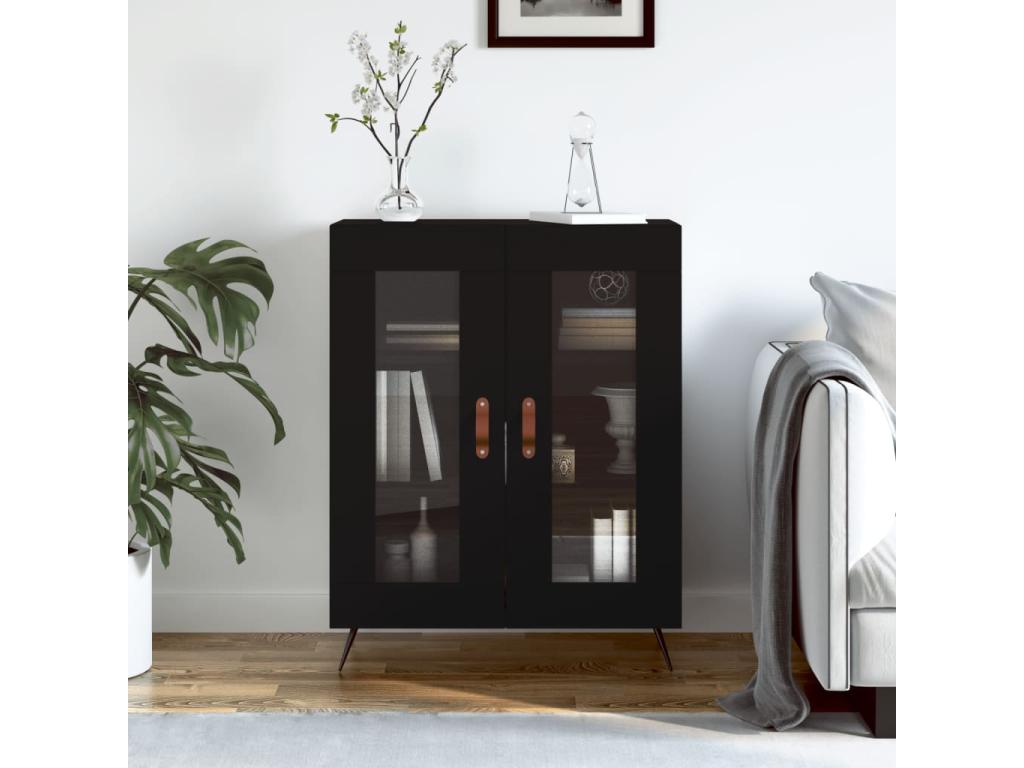 Buffet noir 69,5x34x90 cm bois d'ingénierie