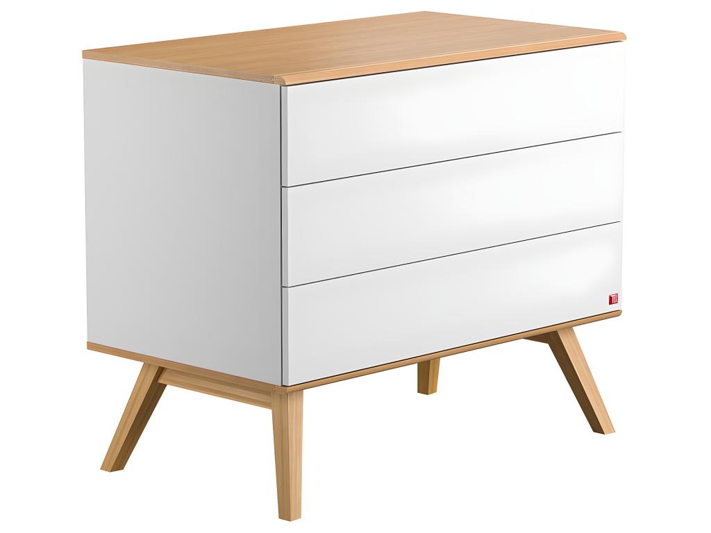 Lit bébé et Commode à langer Nature Blanc RKYX07788