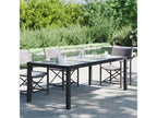 Table de jardin Noir 190x90x75 cm Verre trempé/résine tressée