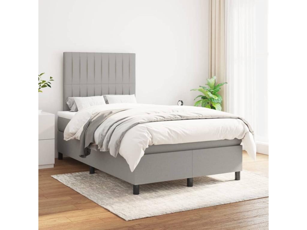 Lit à sommier tapissier avec matelas Gris clair 120x200cm Tissu FSVQ90185