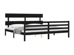 Cadre de lit avec tête de lit noir 200x200 cm bois massif