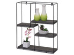 Etagère murale Meubiana-K76 - Étagère suspendue Étagère flottante - 4 étagères Métal massif-bois industriel 51x40x11cm - gris foncé