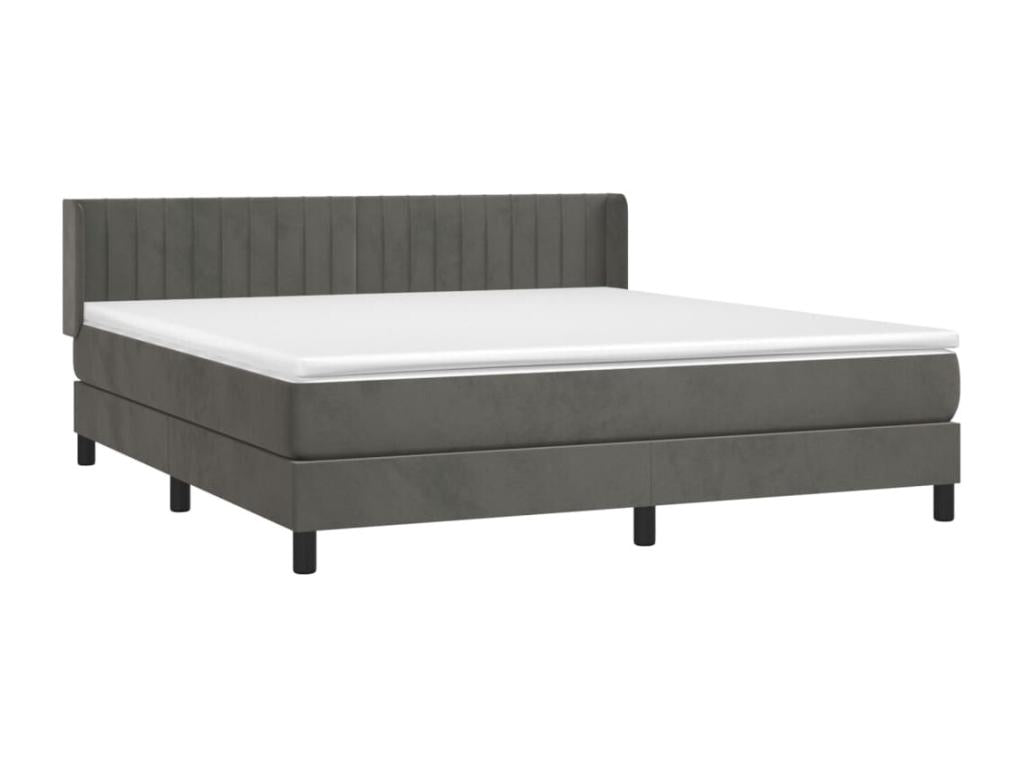 Lit à sommier tapissier et matelas Gris foncé 160x200cm Velours QUSE01119