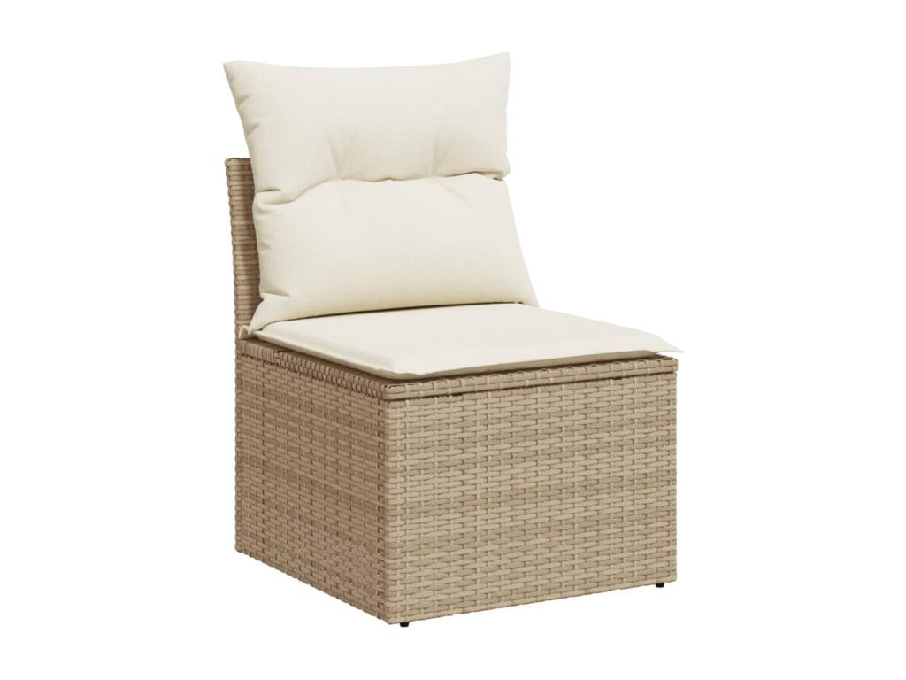 Salon de jardin avec coussins 7 pcs beige résine tressée PBRE76435