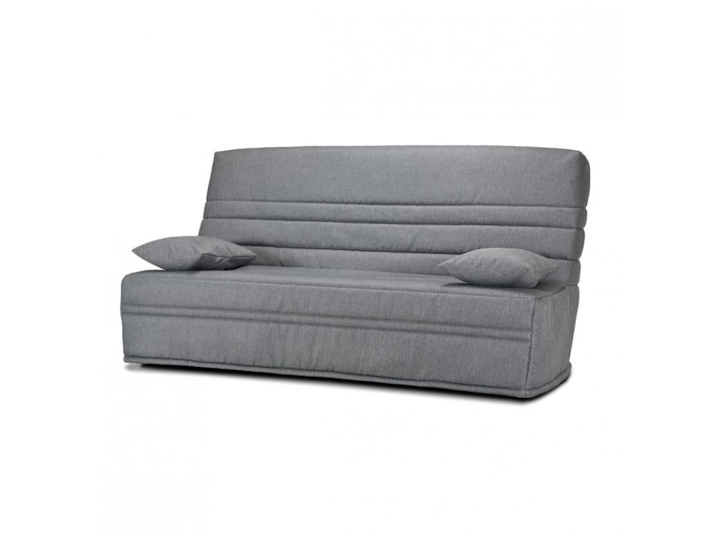 Clic clac 130x190 cm en tissu gris chiné et matelas 13 cm - Meubiana
