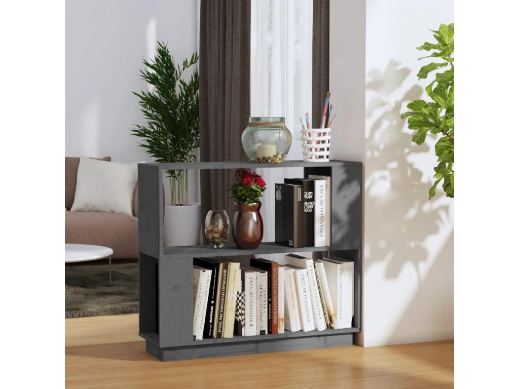 Bibliothèque/Séparateur de pièce Gris 80x25x70 cm Pin massif