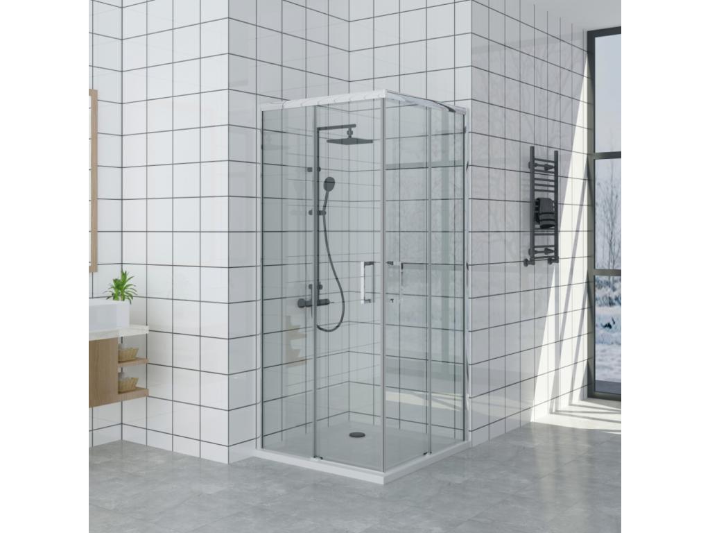 Cabine de douche 80x120 cm ouverture d'angle avec entrée facile hauteur 200 cm en verre trempé LZMB28419
