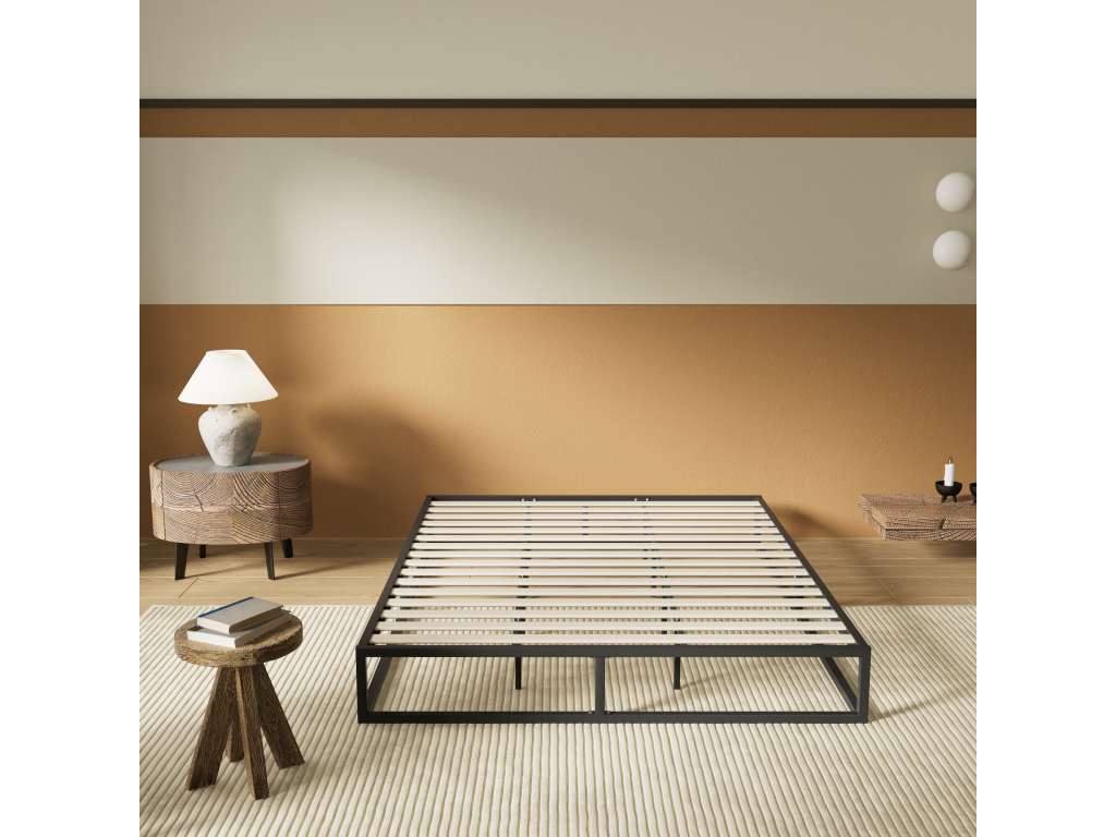 Lit 140x200 cm cadre en acier Laviecasa en bois HPZA70057