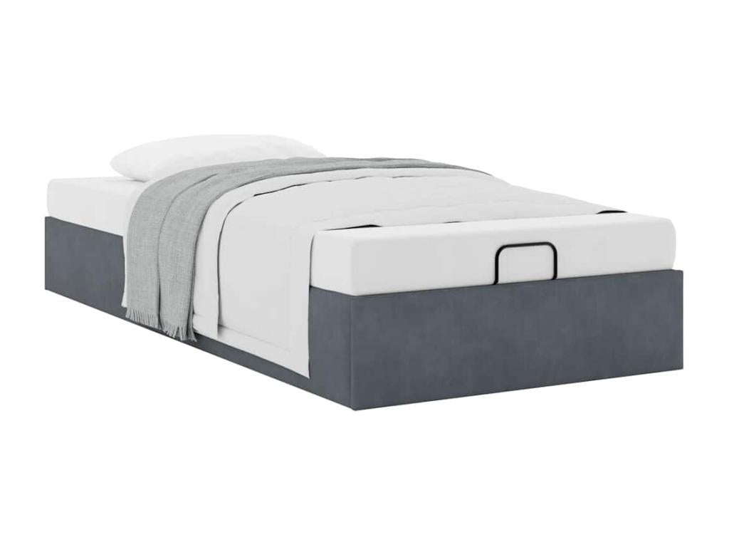 Cadre de lit ottoman sans matelas gris foncé 100x200 cm velours