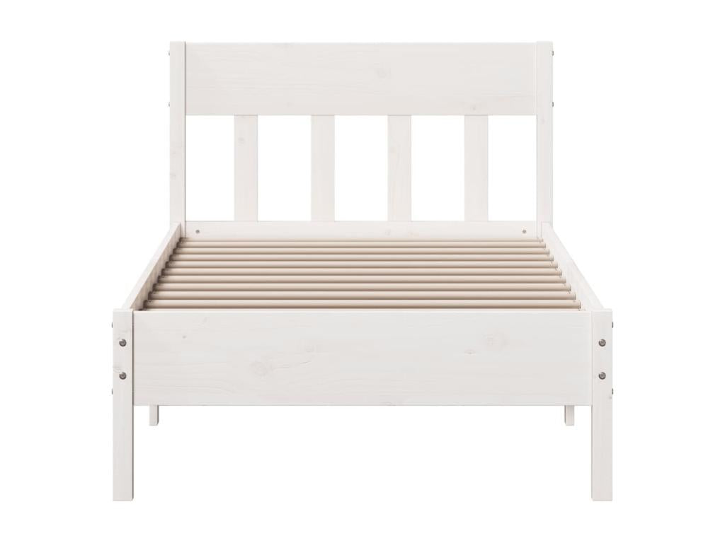 Cadre de lit avec tête de lit blanc 90x190 bois de pin massif JQMW06189