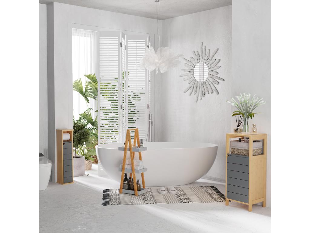 Support papier toilette - porte-papier toilette - armoire pour papier toilette - 2 niveaux sortie papier MDF gris Laviecasa FHZI90040