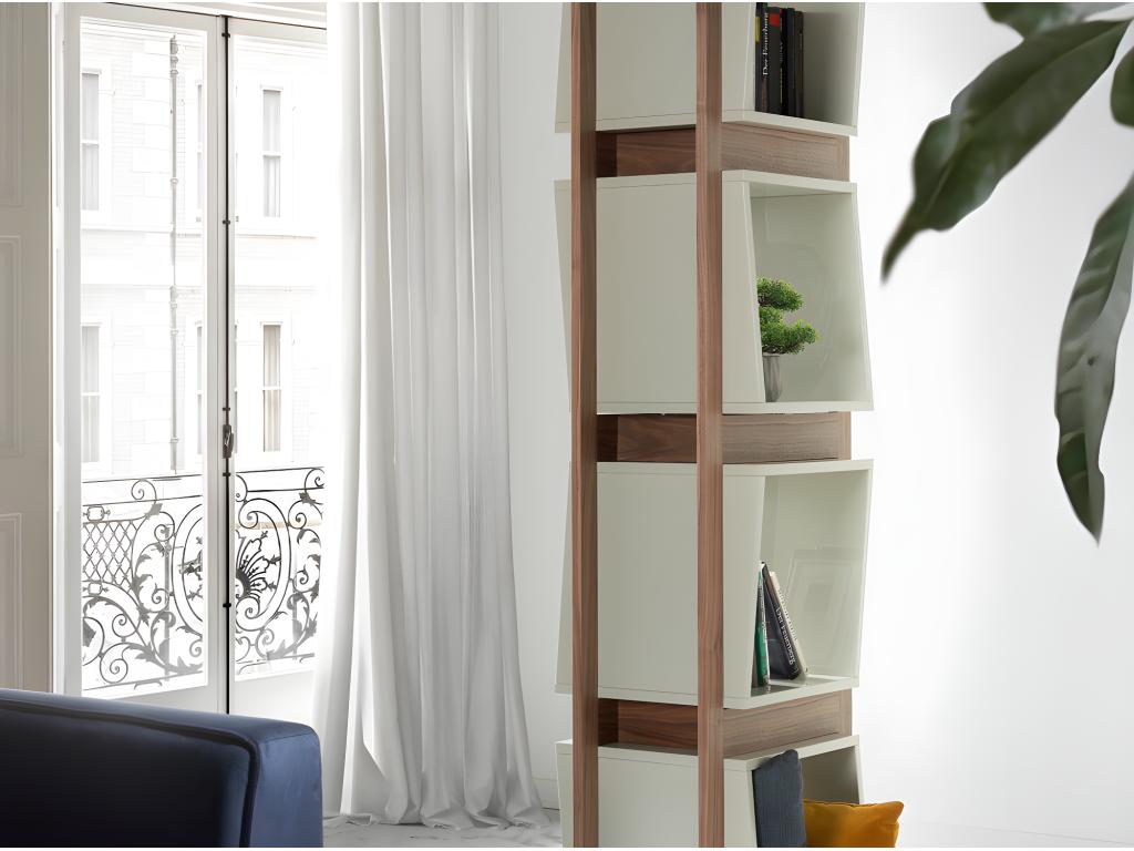 Etagère contemporaine bois noyer et laqué Meubiana-Couleur Turquoise