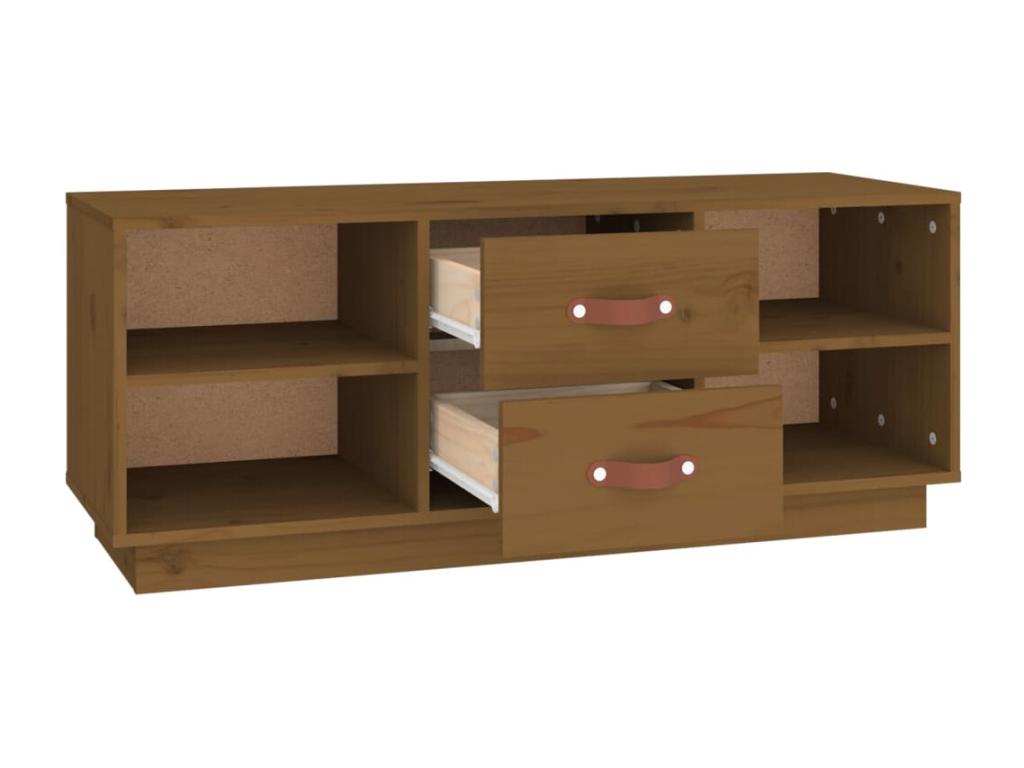 Meuble TV Marron miel 100x34x40 cm Bois de pin massif