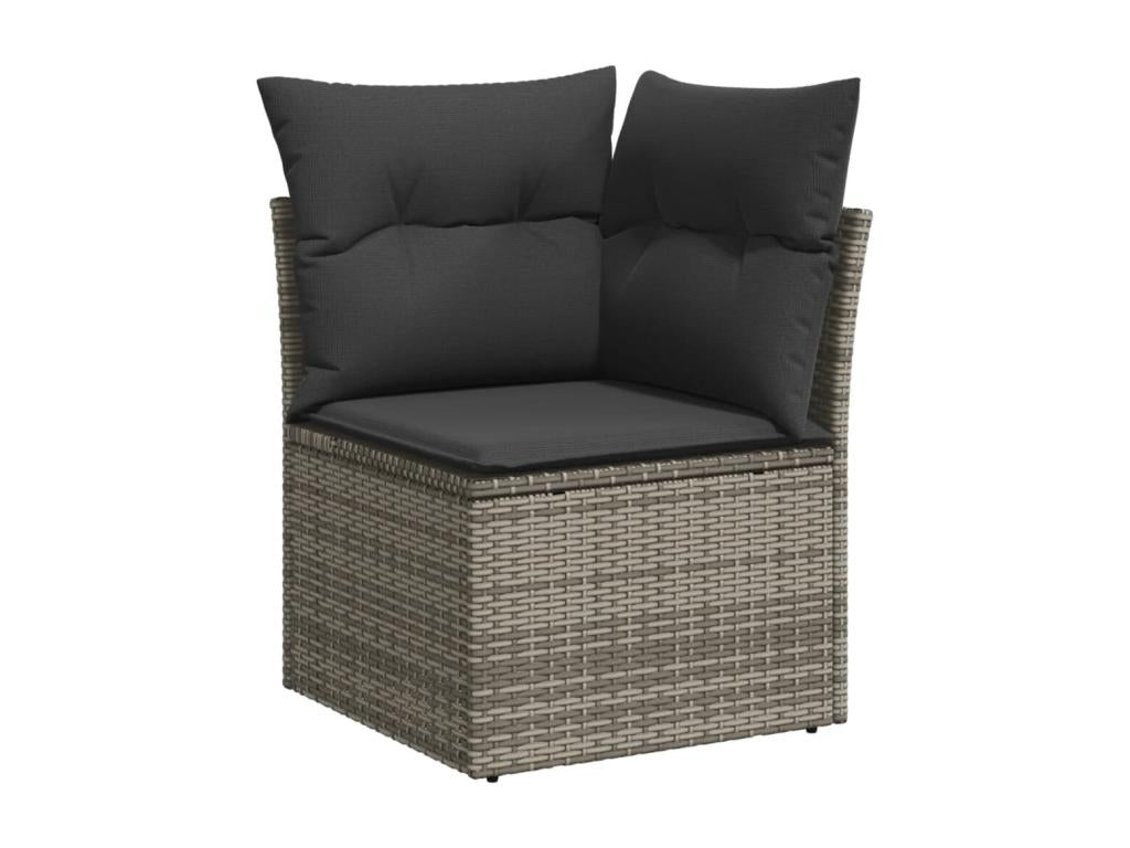 Salon de jardin avec coussins 7 pcs gris résine tressée HLPG90585