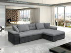 Canapé d'angle Meubiana 129 Gris Fonction de couchage Boîte de literie 277x158x76cm