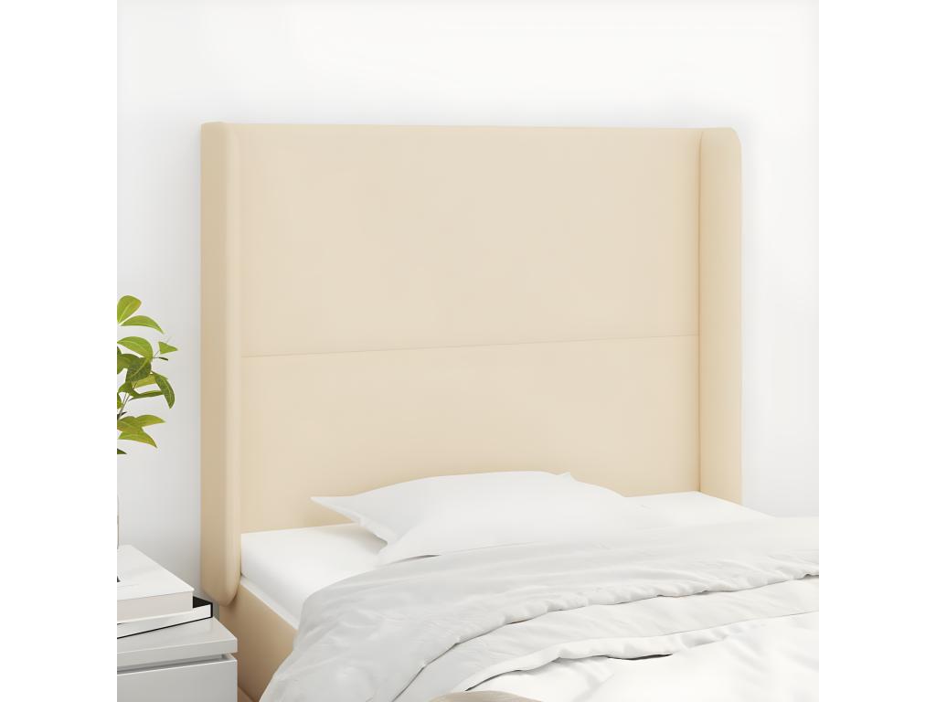 Tête de lit avec oreilles Crème 83x16x118/128 cm Tissu IISA42820