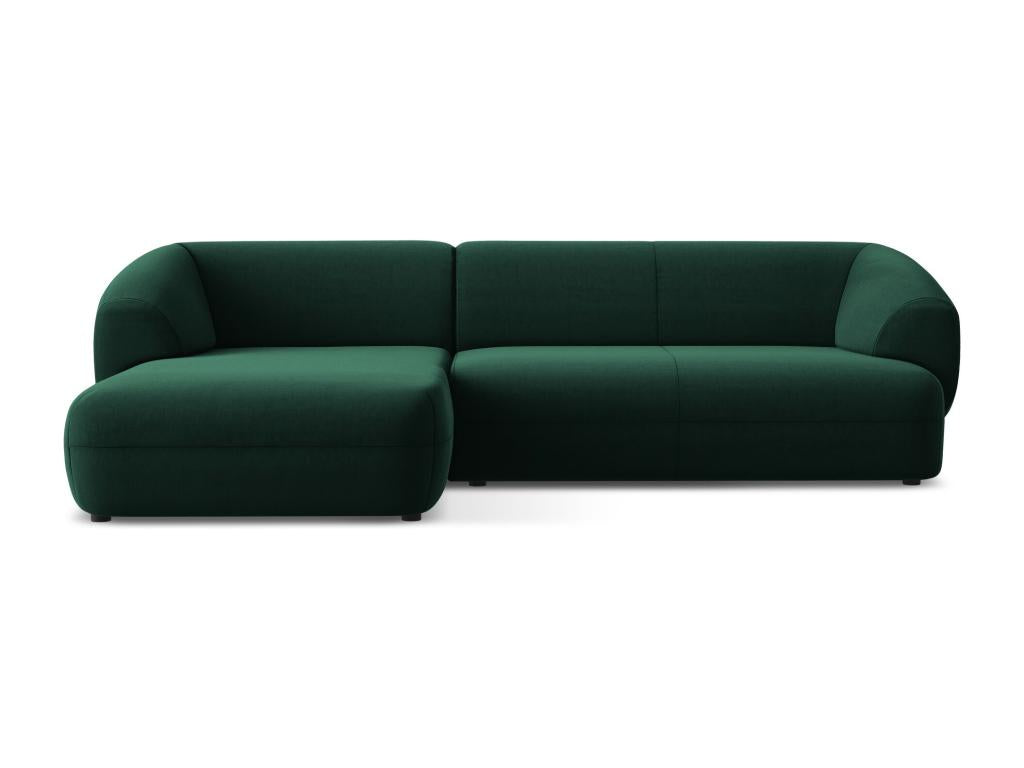 Canapé d'angle 3 places modulable gauche en velours - bouteille verte - Meubiana