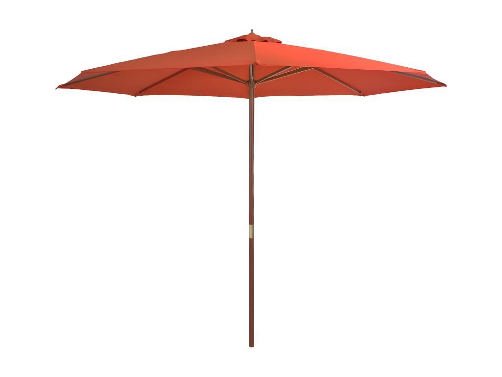 Parasol avec mât en bois 350 cm Terre cuite