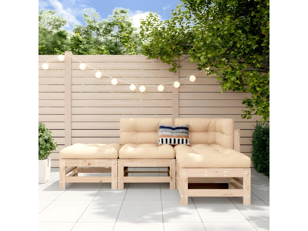 Salon de jardin 4 pcs bois massif de pin