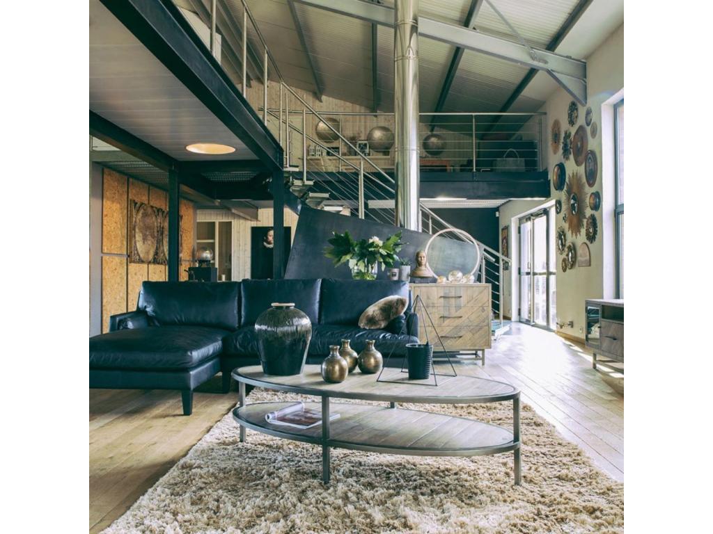 Table basse ovale en MDF marron - Meubiana