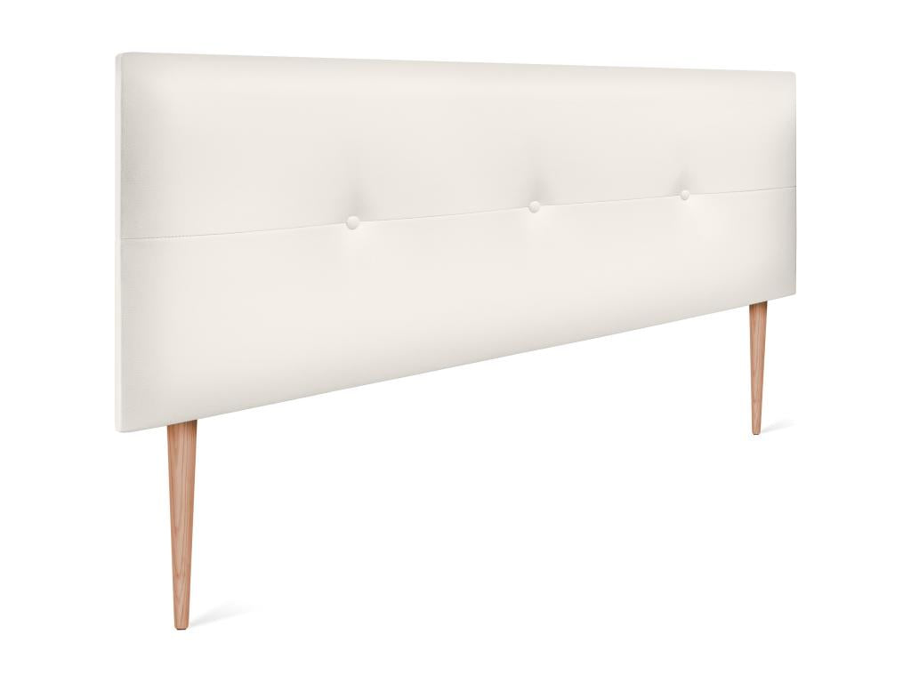 Homzora Tête de lit similicuir avec Boutons 150x105cm avec pieds Lits 150 - Blanc Osseux