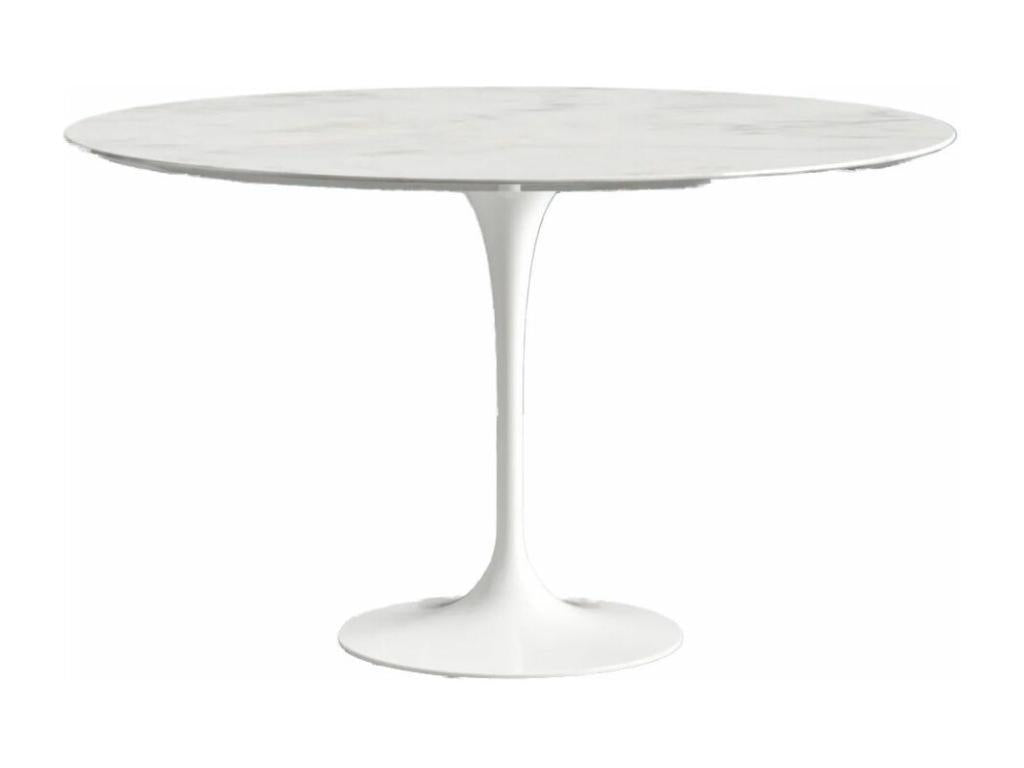 Table tulipe ronde en marbre-Plateau Marbre noir Marquinia-Diamètre 110 cm-Piètement Noir mat