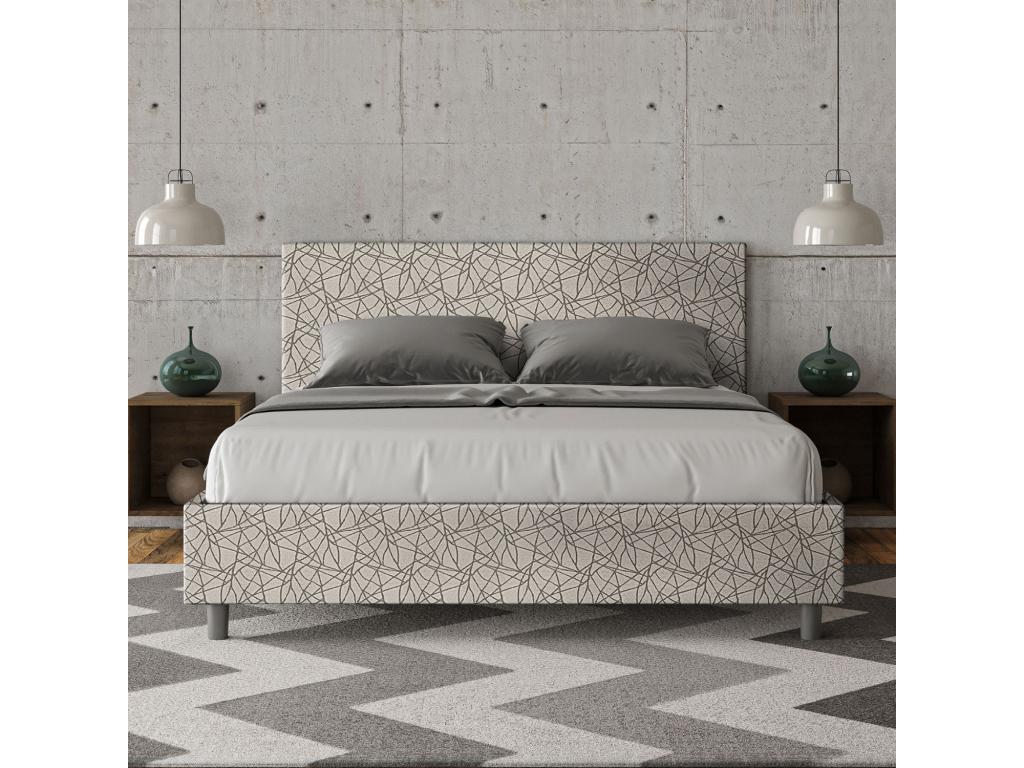 Lit coffre rembourré 160x210 tissu Meubiana 02 gris Meubiana