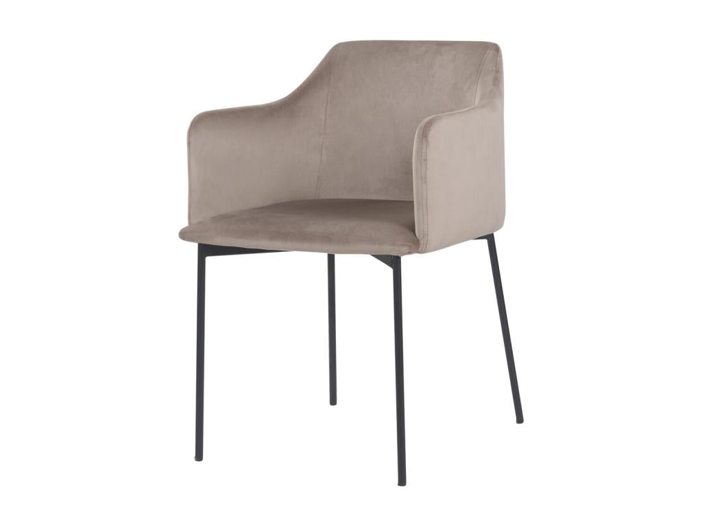 Fauteuil beige en velours et pieds en métal noir - Glam JDIO49275