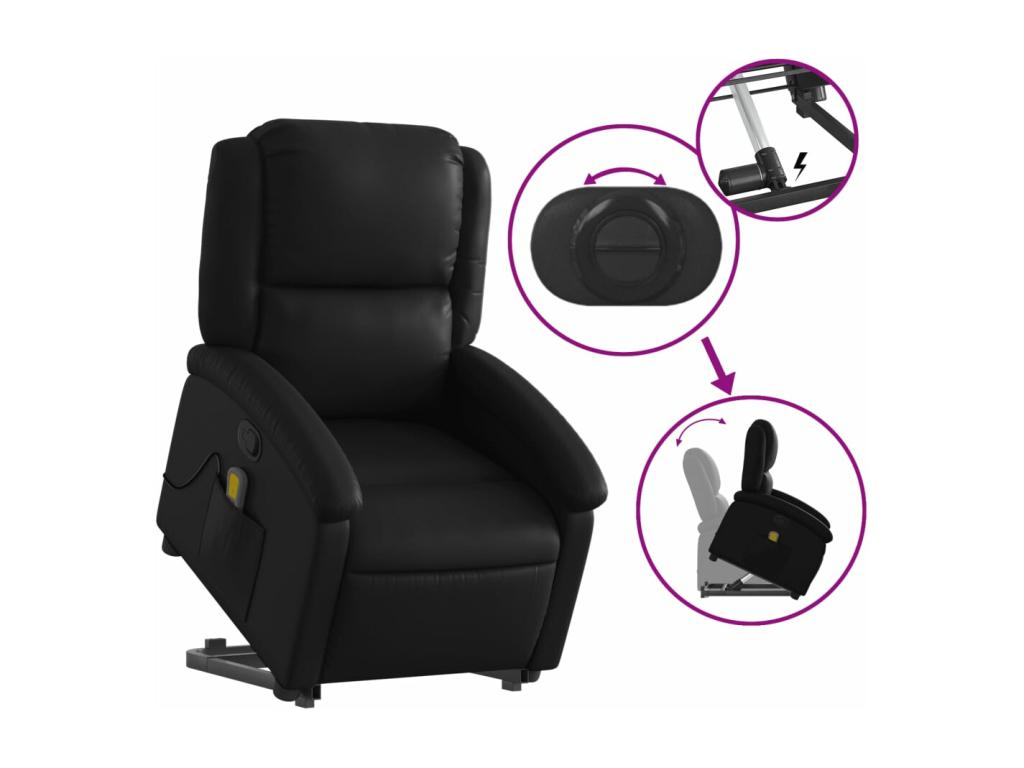 Fauteuil inclinable de massage Noir Similicuir