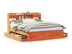 Lit bibliothèque sans matelas cire marron 200x200 cm pin massif BZXO24119
