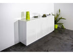 Buffet Laviecasa Buffet de cuisine 4 portes Buffet de salon Made in Italy 180x41h86 cm Blanc brillant GOWV45011
