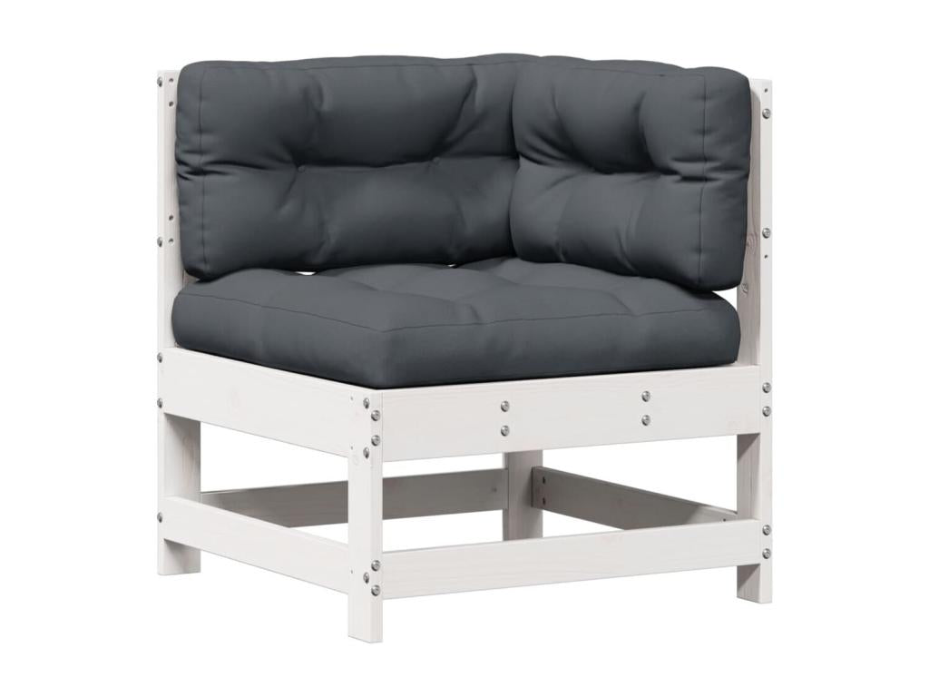 Salon de jardin avec coussins 6 pcs blanc bois de pin massif TXQD58704