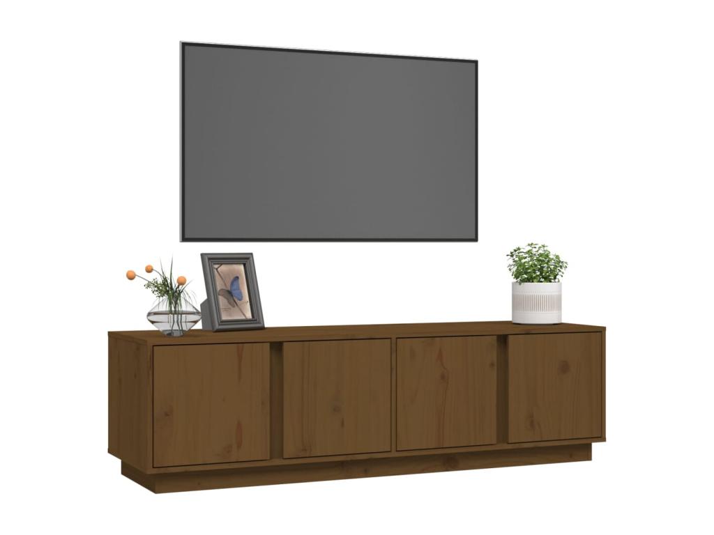 Meuble TV Marron miel 140x40x40 cm Bois de pin massif KUIF17687