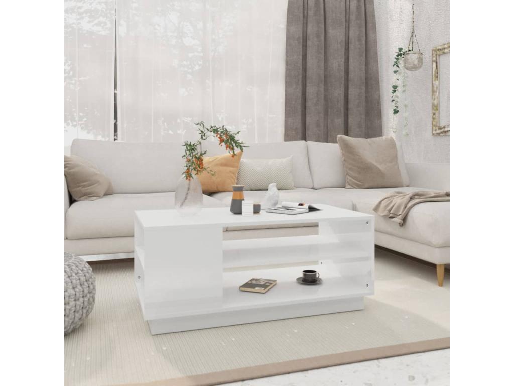 Table basse Blanc 102x55x43 cm Aggloméré