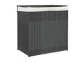 Panier à linge avec 2 sections gris 53x35x57 résine tressée