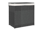 Panier à linge avec 2 sections gris 53x35x57 résine tressée