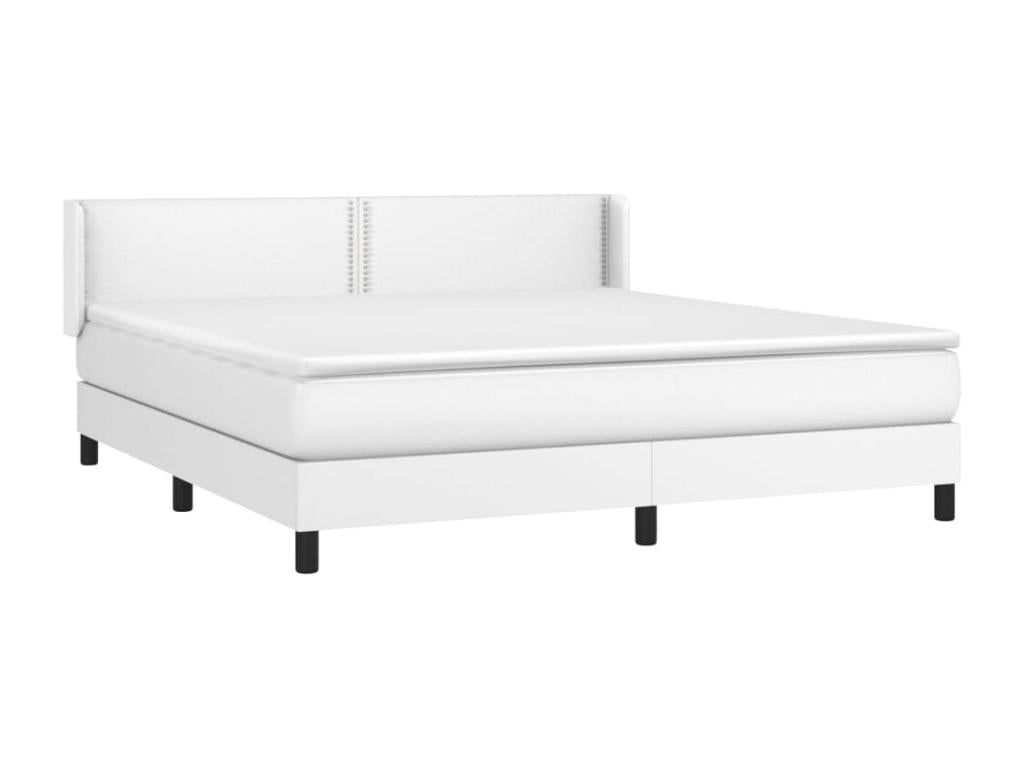 Lit à sommier tapissier avec matelas Blanc 180x200cm Similicuir