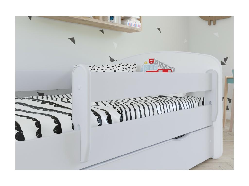 Lit enfant blanc Meubiana avec sommiers et barrière de sécurité amovible Meubiana-80x160